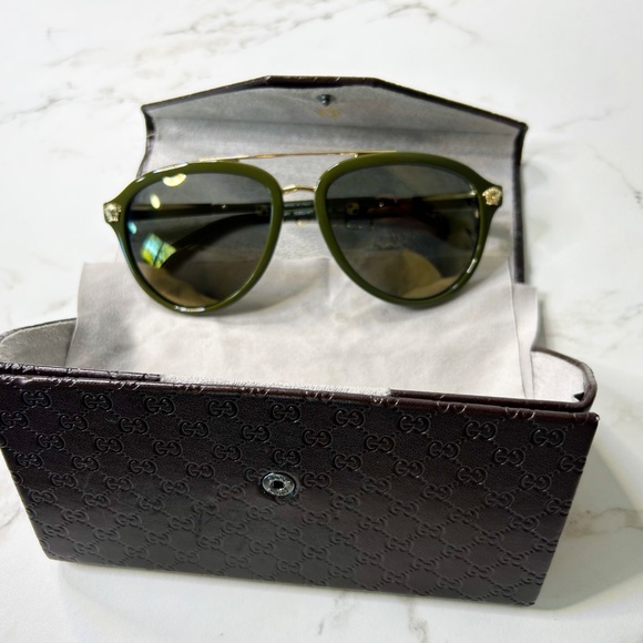 AUTHENTIC Versace Men's Sunglasses 4341 5262/4T - Green Aviator w/ Gold Accents - Picture 10 of 11